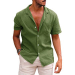 LuxioWear Mens Casual Button-Down Shirt | Summer Linen Cotton Beach Shirt