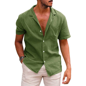 LuxioWear Mens Casual Button-Down Shirt | Summer Linen Cotton Beach Shirt