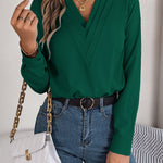 Luxiowear Layered V-Neck Long Sleeve Blouse | Elegant Women’s Solid Color Shirt