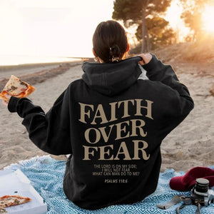 LuxioWear Faith Over Fear Hoodie | Christian Bible Verse Sweatshirt
