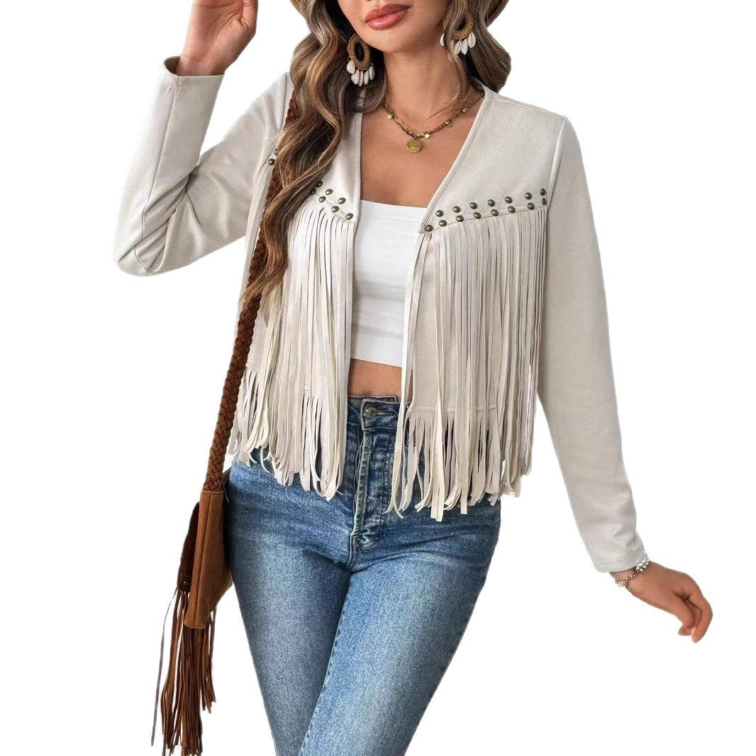 Luxiowear Women's Suede Cardigan Jacket | Long Sleeve Open Front Coat