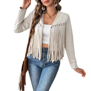Luxiowear Women's Suede Cardigan Jacket | Long Sleeve Open Front Coat