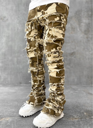 LuxioWear Men’s Stacked Jeans | Slim Fit Patched Cotton Trousers