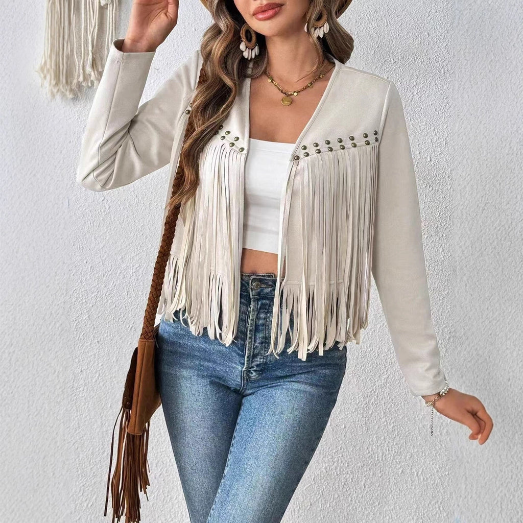 Luxiowear Women's Suede Cardigan Jacket | Long Sleeve Open Front Coat