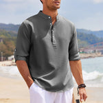 LuxioWear Mens Casual Shirt | Loose Fit Stand Collar Autumn Shirt