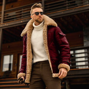 LuxioWear Mens Winter Jacket | Military Fleece Coat with Fur Collar