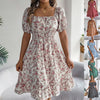 LuxioWear Floral Print Dress | Square Collar Ruffle Summer Outfit