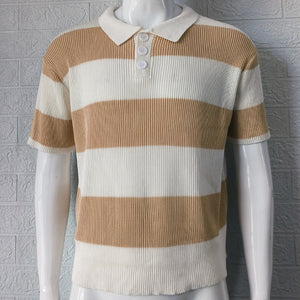 LuxioWear Mens Lapel Sweater | Slim Fit Short Sleeve Summer Top