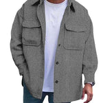 Men’s Casual Long Sleeve Polyester Top | Round Hem Fold Design Shirt