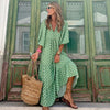LuxioWear Bohemian Maxi Dress | Vintage Floral V-Neck Summer Outfit