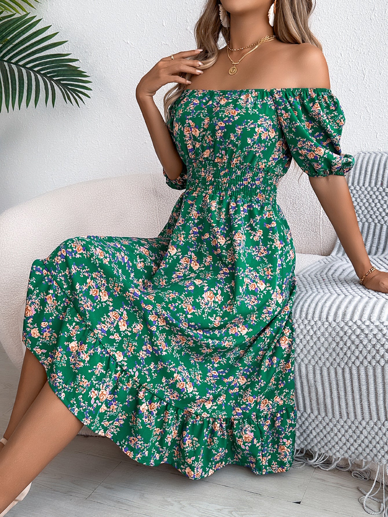 LuxioWear Floral Print Dress | Square Collar Ruffle Summer Outfit