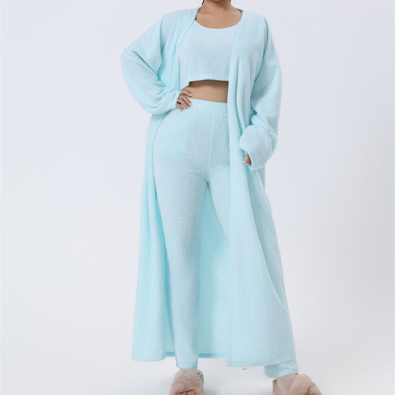 Cozy 3-Piece Pajama Set for Women | Soft Fluffy Lounge Wear Set