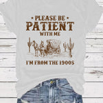 LuxioWear Western Denim Retro T-Shirt | Round Neck Short Sleeve Print Top
