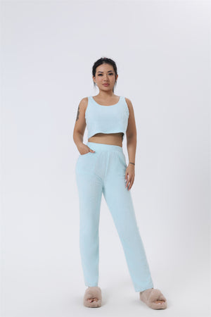 Cozy 3-Piece Pajama Set for Women | Soft Fluffy Lounge Wear Set