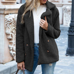 LuxioWear Fluffy Lapel Coat | Womens Winter Button Jacket Cardigan