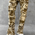 LuxioWear Men’s Stacked Jeans | Slim Fit Patched Cotton Trousers