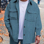Men’s Casual Long Sleeve Polyester Top | Round Hem Fold Design Shirt