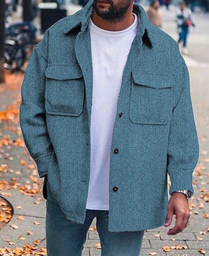 Men’s Casual Long Sleeve Polyester Top | Round Hem Fold Design Shirt