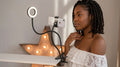 8cm LED Selfie Ring Light with Phone Holder | USB Dimmable Ring Light