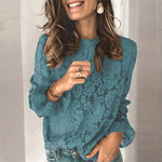 LuxioWear Hollow Lace Shirt | Womens Long Sleeve Streetwear Top
