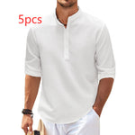 LuxioWear Mens Casual Shirt | Loose Fit Stand Collar Autumn Shirt