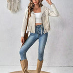 Luxiowear Women's Suede Cardigan Jacket | Long Sleeve Open Front Coat