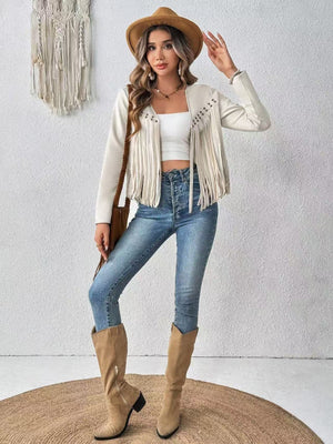 Luxiowear Women's Suede Cardigan Jacket | Long Sleeve Open Front Coat