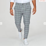Plaid Print Pants Men's Casual Trousers Loose And Thin