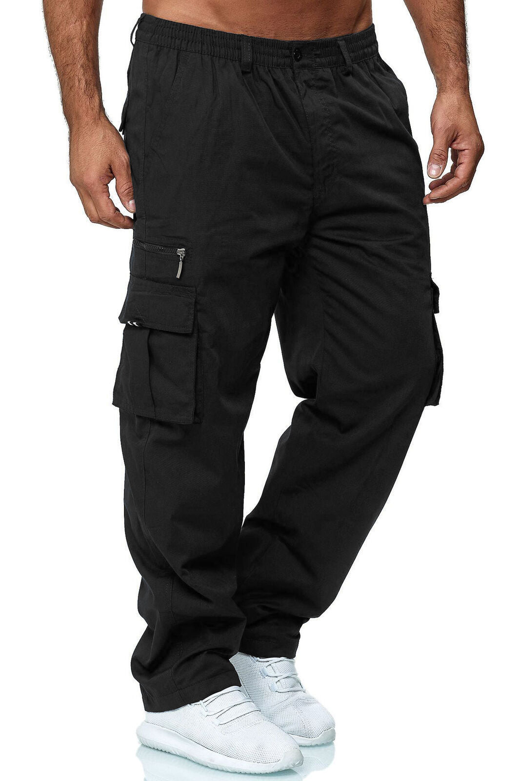 LuxioWear Men’s Loose Cargo Pants | Multi-Pocket Straight Trousers