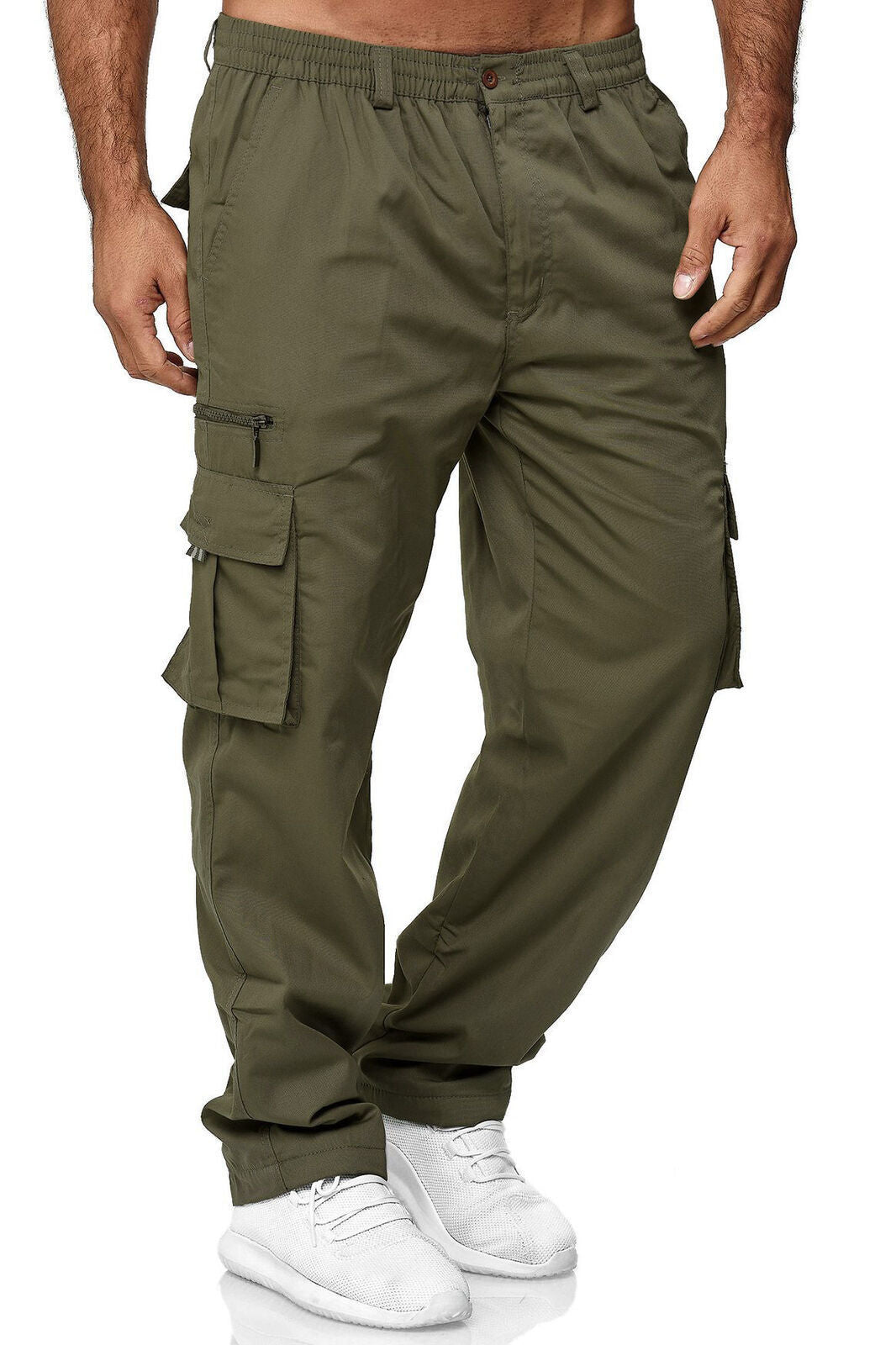 LuxioWear Men’s Loose Cargo Pants | Multi-Pocket Straight Trousers