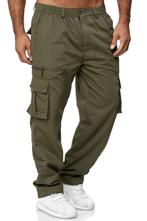 LuxioWear Men’s Loose Cargo Pants | Multi-Pocket Straight Trousers