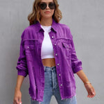 LuxioWear Ripped Shirt Jacket for Women | Casual Autumn Spring Top