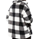 Luxiowear Women's Plaid Plush Jacket | Warm Winter Long Sleeve Casual Coat