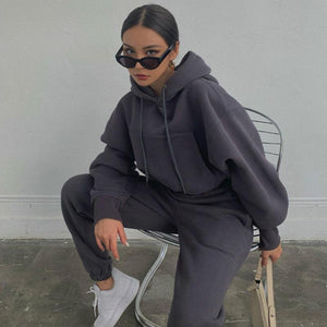 LuxioWear Womens Hoodie Set | Autumn Winter Casual Sports Suit