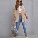 LuxioWear Ripped Shirt Jacket for Women | Casual Autumn Spring Top
