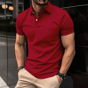 LuxioWear Mens Polo Shirt | Summer Short Sleeve Button Lapel Top