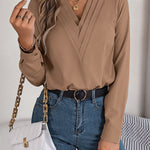 Luxiowear Layered V-Neck Long Sleeve Blouse | Elegant Women’s Solid Color Shirt