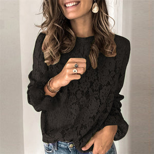 LuxioWear Hollow Lace Shirt | Womens Long Sleeve Streetwear Top