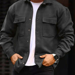 Men’s Casual Long Sleeve Polyester Top | Round Hem Fold Design Shirt