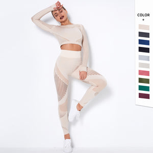 LuxioWear Seamless Yoga Suit | Breathable Long-Sleeved Fitness Outfit