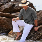 LuxioWear Mens Casual Shirt | Loose Fit Stand Collar Autumn Shirt