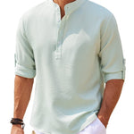LuxioWear Mens Casual Shirt | Loose Fit Stand Collar Autumn Shirt