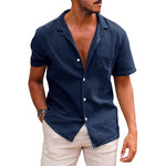 LuxioWear Mens Casual Button-Down Shirt | Summer Linen Cotton Beach Shirt