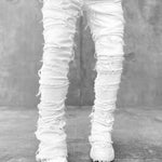 LuxioWear Men’s Stacked Jeans | Slim Fit Patched Cotton Trousers