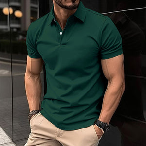 LuxioWear Mens Polo Shirt | Summer Short Sleeve Button Lapel Top