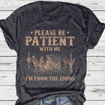 LuxioWear Western Denim Retro T-Shirt | Round Neck Short Sleeve Print Top