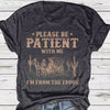 LuxioWear Western Denim Retro T-Shirt | Round Neck Short Sleeve Print Top
