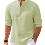 LuxioWear Mens Casual Shirt | Loose Fit Stand Collar Autumn Shirt