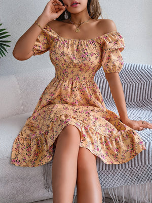 LuxioWear Floral Print Dress | Square Collar Ruffle Summer Outfit