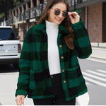 Luxiowear Women's Plaid Plush Jacket | Warm Winter Long Sleeve Casual Coat